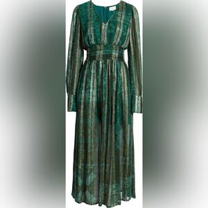 Ciebon Onella Metallic Print Long Sleeve Maxi Dress Size M